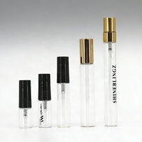 Atomiseur de parfum miniature en verre plaqué or, rechargeable, en forme de cylindre, 2ml, 3ml, 5ml, 10ml, pour échantillons, vente en gros