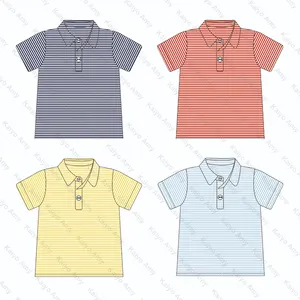 Monogrammed children boys polo shirts casual striped cotton knit blouses short sleeve polo t-shirt