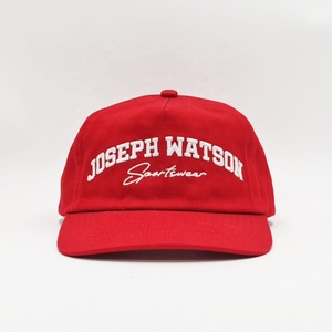 Casquettes de baseball à visière plate en coton <span class=keywords><strong>rouge</strong></span> pour hommes OEM, broderie personnalisée, streetwear, chapeau non structuré, <span class=keywords><strong>casquette</strong></span> <span class=keywords><strong>snapback</strong></span> avec logo blanc - Product Image 3