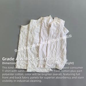 Chiffons en coton recyclé 100% coton blanc imprimé, chiffons industriels pour t-shirts, chiffons de nettoyage - Product Image 2