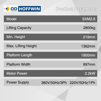 OD-HOFFWIN SXM2.8 Élévateur de voiture à ciseaux hydraulique mobile à hauteur moyenne avec double vérin, capacité 2,8t