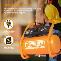 Freeman 10L 2.5 Gallon 8Bar Brushless 20V DC Batterie Sans Fil Portable Petit Compresseur D'air Sans Huile pour Cloueuse