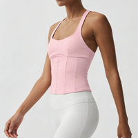 Soutien-gorge de sport dos nu pour femme, sensation seconde peau, antichoc, push-up, pour yoga, avec dos croisé, débardeur court pour la gym et l'entraînement