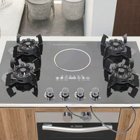 Brûleur Multifonctionnel à Couvercle Escamotable pour Cuisine Domestique, Cuisinière Encastrée en Verre Gaz/Électrique pour Hôtels, Voitures et Foyers