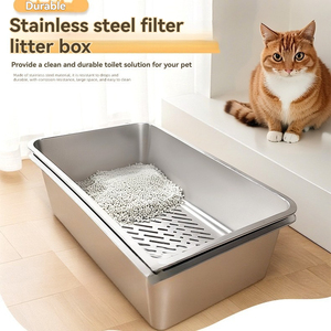 Venda Por Atacado Hot Selling Custom OEM ODM Fácil de Limpar de Grande porte gato <span class=keywords><strong>Toilet</strong></span> Aço Inoxidável gato Litter Box Tray - Product Image 5