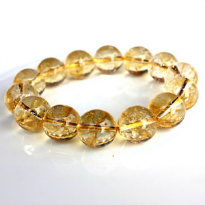 Bracelet extensible en citrine naturelle, perles rondes facettées de 8 mm, pierre précieuse dorée, cristal de guérison, unisexe, chakra, richesse, cadeau - Product Image 1