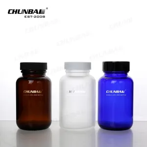 Wholesale Big 200Ml Top Grade Colorful Pop Top Dark Custom Glass Cylinder Shaped Transparent Medicine Pill Bottle