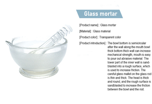 Juego <span class=keywords><strong>de</strong></span> <span class=keywords><strong>mortero</strong></span> y <span class=keywords><strong>mortero</strong></span> <span class=keywords><strong>de</strong></span> vidrio transparente <span class=keywords><strong>de</strong></span> alta calidad <span class=keywords><strong>con</strong></span> diseño en forma <span class=keywords><strong>de</strong></span> cuenco <span class=keywords><strong>de</strong></span> superficie arenada para uso en <span class=keywords><strong>laboratorio</strong></span> - Product Image 2