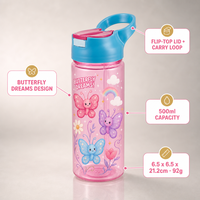 Bouteille d'eau en plastique avec couvercle et design de dessin animé, pour une utilisation en extérieur