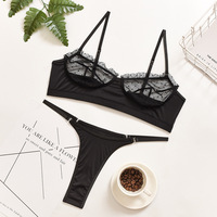 Ensemble de lingerie en dentelle et résille transparente de style européen et américain