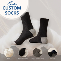 Chaussettes en laine épaisse pour hommes avec logo personnalisé, respirantes, thermo-isolantes, absorbant la transpiration, rembourrées, pour la randonnée en plein air, la randonnée en montagne, l'hiver