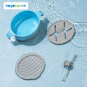 Sıcak satış 3 in 1 kapalı servis kasesi silikon yürümeye başlayan kase için saman ile bebek içme aperatif çanaklar - Product Image 6