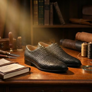 Chaussures habillées de luxe pour hommes, fabriquées à la main, pour le bureau et les affaires, à lacets, Oxford formelles, semelle extérieure en caoutchouc, respirantes, légères et confortables - Product Image 1