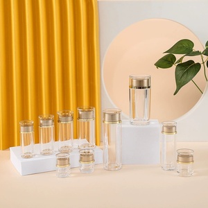 Double-Layer Gold Lid Acrylic Jar for Herbs, Pills & Tea - Clear Food Grade <b>Plastic</b> Storage Container - Product Image 3