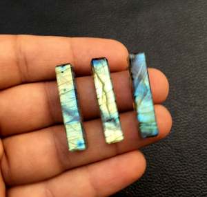 Juego de 3 piezas de piedras preciosas de labradorita Natural de alta calidad, barra suave, forma de lápiz, cuentas Briolette para hacer colgantes hechos a mano - Product Image 4