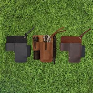Funda de Cinturón EDC de Cuero Genuino Hecha a Mano, Reciclable, Promocional, Organizador con Portacuchillos, Portaplumas y Soporte para Linterna Táctica - Product Image 4
