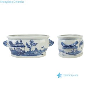 RYVM31-D Vases à <span class=keywords><strong>fleurs</strong></span> en porcelaine à motif paysager bleu et blanc <span class=keywords><strong>pour</strong></span> arrangements floraux – Vente en gros - Product Image 3