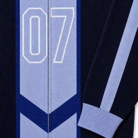 Cardigan en tricot jacquard vintage avec numéro de course 07, col montant, color block, en nylon/coton, pour homme, style streetwear