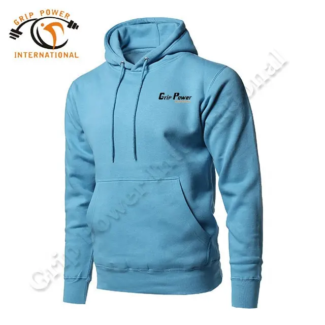 Sky Blue Slim Fit Hoodie Kasual Pria, Koleksi Grosir Musim Dingin