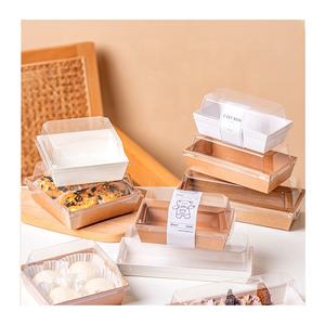 Boîte à sandwich à charcuterie en papier personnalisée avec couvercle supérieur transparent blanc brun rose carré longues boîtes de <span class=keywords><strong>boulangerie</strong></span> de pain de dessert jetables - Product Image 2