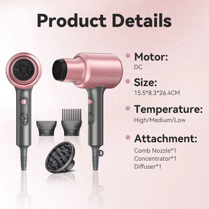 Professional 1600W Hot Air Styler Strong Powerful Dc Motor Ionic <b>Hair</b> <b>Dryer</b> <b>With</b> Concentrator <b>Comb</b> Diffuser - Product Image 2