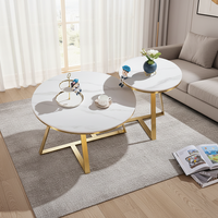 Ensemble de table basse moderne de luxe blanche avec plateau en pierre frittée et pieds en acier inoxydable pour le mobilier de salon