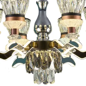 OUSDL Hanging Light Rose Gold High Quality Luxury Metal Modern Crystal LED Chandelier