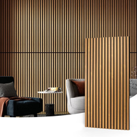 Panneau mural acoustique en feutre PET à bords droits, NRC 0.8, réduction du bruit, design à lattes en bois MDF pour home cinéma, hôtel, salle de réunion
