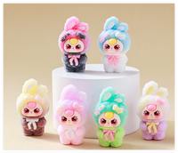 Figurines 3D de lapins floqués Kawaii pour bureau, collection de jouets pour enfants, sacs surprises mystères, figurines mignonnes, cadeaux