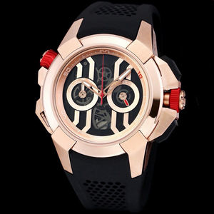Montre de sport chic de qualité 5A, rose gold, acier plaqué rose gold, chronographe squelette, bracelet en caoutchouc noir, montre de luxe pour homme - Product Image 1