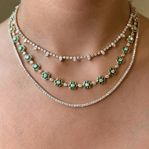 Gemnel 925 silver Multi Color CZ Flower Collection Set Floral Chain Tennis <b>Necklace</b> <b>Stack</b> Rings Spring <b>Stack</b> jewelry - Product Image 3