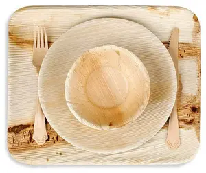 Disposable Bamboo Areca Leaf Dish Dinnerware Tableware Cutlery Sturdy Palm Leaf Areca Plates