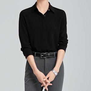 เสื้อเชิ้ตผ้าไหมแขนยาวคอวีสำหรับผู้หญิง สไตล์ลำลองแบบมืออาชีพ กระดุมซ่อน แฟชั่นฤดูร้อน - Product Image 3