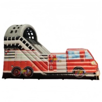 Grand château gonflable PVC Pompier avec toboggan et aire de jeux gonflable, certifié CE, pour fêtes d'enfants
