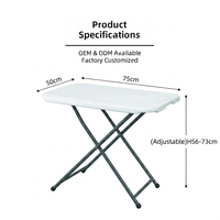 Table portable en plastique HDPE à pieds en X réglable en hauteur pour étude, ordinateur portable, camping, pique-nique, canapé, intérieur/extérieur