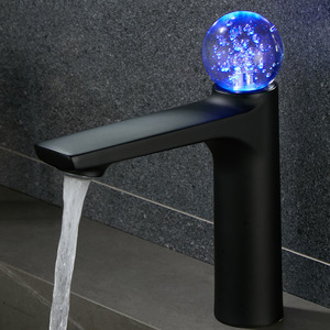 Robinet de <span class=keywords><strong>lavabo</strong></span> moderne en laiton avec poignée en cristal gris, robinet de <span class=keywords><strong>lavabo</strong></span> en céramique chaud et froid pour hôtel, robinet hydroélectrique unique pour salle de bain - Product Image 3