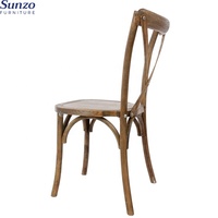 Chaise en bois durable à dossier croisé empilable pour mariage, événement, restaurant en plein air, lieu de réception