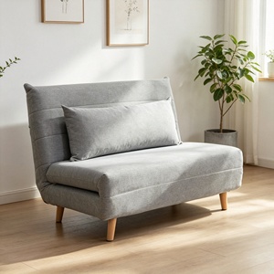 <span class=keywords><strong>Canapé</strong></span>-<span class=keywords><strong>lit</strong></span> convertible compact <span class=keywords><strong>gris</strong></span> <span class=keywords><strong>clair</strong></span> moderne avec dossier massant réglable, en tissu lin et pieds en bois, idéal pour petits appartements/chambres d'amis - Product Image 1