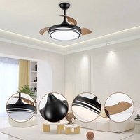 Plafonnier LED moderne avec ventilateur, télécommande intelligente, éclairage rétractable, moteur CC, 6 vitesses, intensité variable, pour chambre à coucher et salle à manger