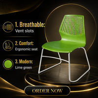 Chaise de conférence moderne en plastique perforé avec structure et dossier métalliques pour salles de classe et auditoriums (sièges de formation)