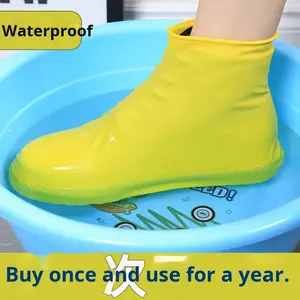 पुरुषों की महिला वाटरप्रूफ एंटी-स्लिप वर्षा बूट कवर मोटी पहनने के लिए प्रतिरोधी सुरक्षा जूता थोक सेट - Product Image 2