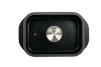 Plat à rôtir rectangulaire en aluminium antiadhésif, extérieur en céramique, bord en silicone, couvercle en verre, base multicouche, cuisinières à gaz et à induction >5L