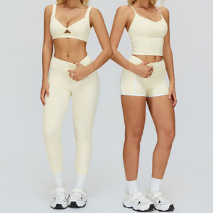 Ensembles de sport et fitness 5 pièces pour femmes, séchage rapide, haut de yoga, leggings, <span class=keywords><strong>dos</strong></span> élégant, tenues de course et de gym moulantes effet seconde peau - Product Image 3