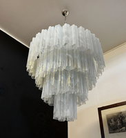 Lustre en verre de Murano 4 couches de design italien pour le salon et la chambre à coucher Lustre en verre blanc albâtre pour la décoration intérieure