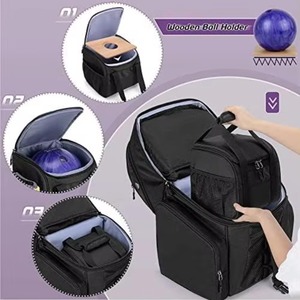 Sac de bowling BSCI pour une seule boule et compartiment à chaussures pour une paire de chaussures, plusieurs poches pour accessoires - Product Image 2