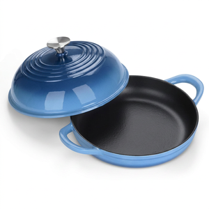 <span class=keywords><strong>Cocotte</strong></span> <span class=keywords><strong>en</strong></span> <span class=keywords><strong>fonte</strong></span> émaillée avec couvercle <span class=keywords><strong>en</strong></span> verre, intérieur antiadhésif, <span class=keywords><strong>compatible</strong></span> tous feux <span class=keywords><strong>et</strong></span> fours, bleue - Product Image 1