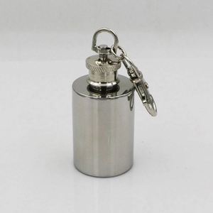 Stainless Steel Mini <b>Flask</b> 1 Oz Round Portable Travel Tumbler With Lid Keychain Accessory - Product Image 5