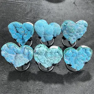 High Quality Hand Carved Natural Reiki Stone Crystal Heart Chrysocolla Hearts For Healing