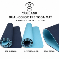Tapete de Yoga TPE de Doble Color sin Olor Yugaland, Tapete de Ejercicio Antideslizante para Pilates, Entrenamiento en Casa, Proveedor de Fábrica al por Mayor
