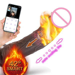 App Control mendorong coklat realistis Dildo mainan seks Vibrator wanita rotasi teleskopik pemanasan G Spot klitoris Anal stimulasi - Product Image 1